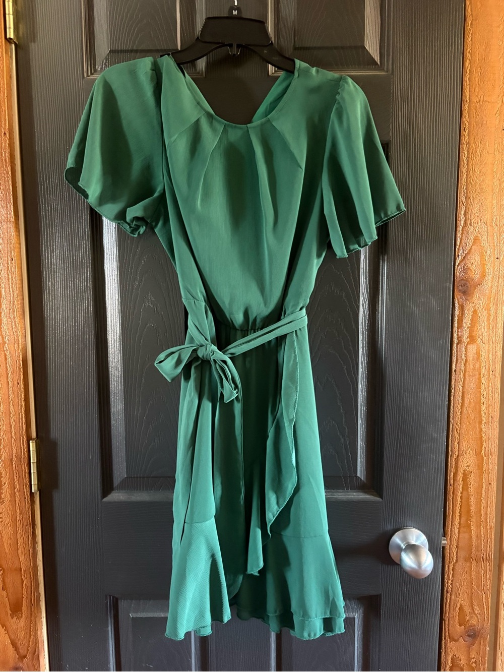 Emerald Green Tie-Waist Women’s Dress